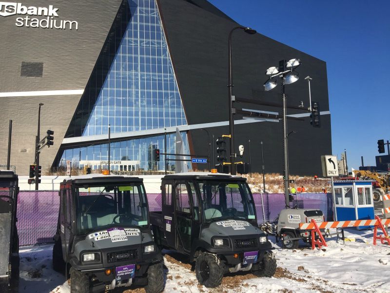 Club Car Carryall utility vehicles through United Rentals at the Super Bowl