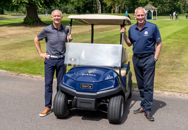 Colin Mayes and Kevin Hart with Tempo Golf Vehicle