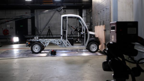 The Club Car Urban being put through stringent crash testing at a state-of-the-art facility in the Netherlands.